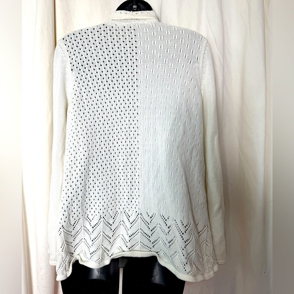 Design History Womens Sz L Open Front Knit Flowing Cardigan in Pearl - Picture 3 of 4